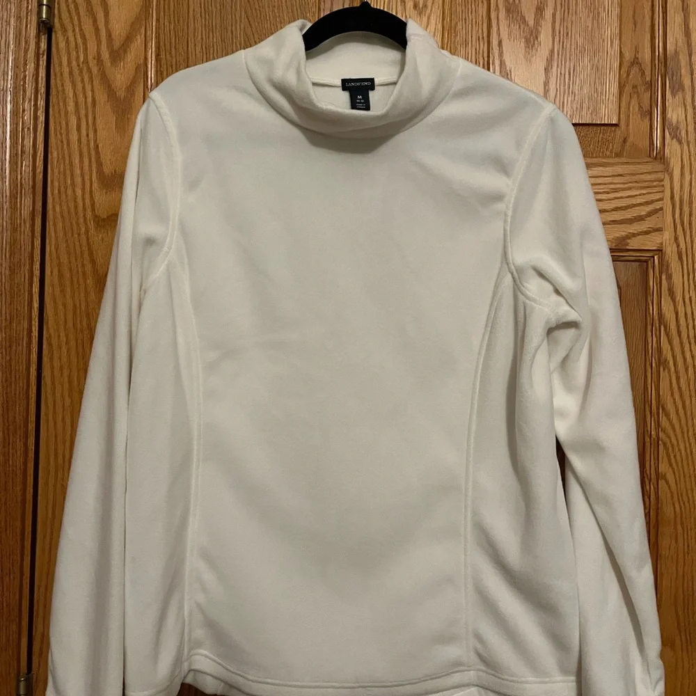 Ladies Lands End Medium Ivory fleece - Picture 1 of 4